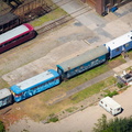 Schienenbusse auf der  Bahnbetriebswerk Gelsenkirchen-Bismarck Luftbild