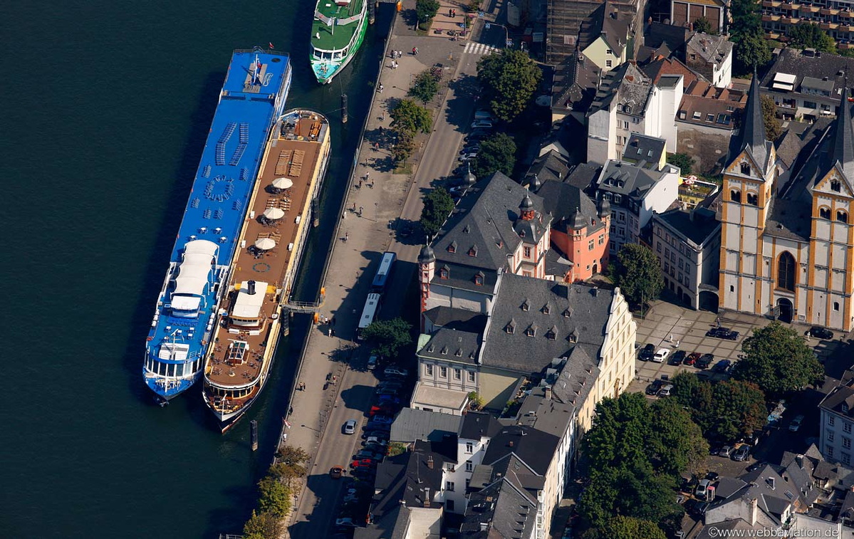 Moselufer und Florinsmarkt  Koblenz, Luftbild 