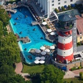 Leuchtturm und Teich , Hotel Bell Rock  Luftbild