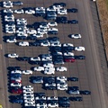 Neufahrzeuge von Mercedes auf dem Flugplatz Ahlhorn Luftbild