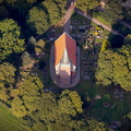 Evangelische Kirche "St. Vitus" und Friedhof von Schweiburg Luftbild
