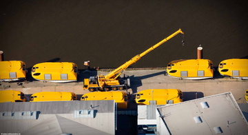 Rettungsbooten beim Fassmer-Werft Luftbild