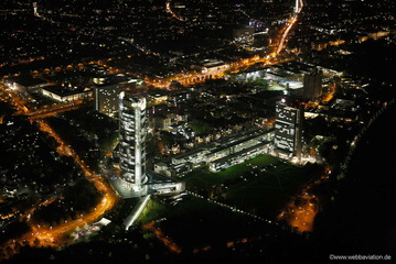 Bundesviertel & Post Tower Bonn Nachtluftbild