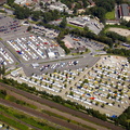 Parkplatz für neue Mercedes Sprinter Lieferwagen  Düsseldorf  Luftbild