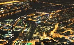 Innenhafen Duisburg bei Nacht  Luftbild  