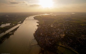 Sonnenuntergang über Rees Nordrhein-Westfalen Luftbild
