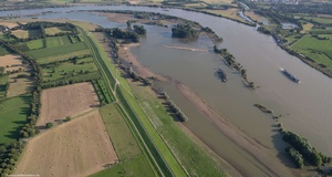 Hochwasser am  Rheinvorland und Kolk westlich Mehrum Luftbild