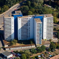 Hochhäusern „Max und Moritz“ in der Friedrich-Ebert-StraßeSpeyer Luftbild 