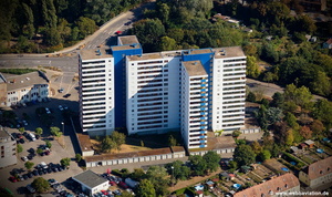 Hochhäusern „Max und Moritz“ in der Friedrich-Ebert-StraßeSpeyer Luftbild 