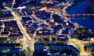 Dresdener  Altstadt  Luftbild bei Nacht