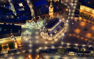 Katholische Hofkirche Dresden Nachtluftbild
