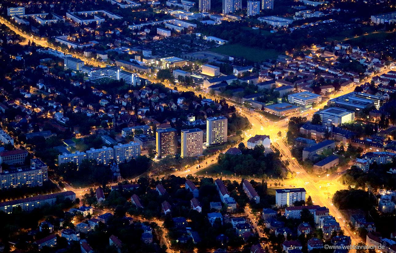 Dresden Südvorstadt bei Nacht - Luftbild