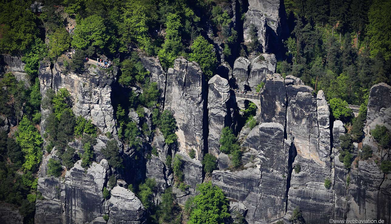 die Bastei Felsformation in der Sächsischen Schweiz aerial photo /  Luftbild 
